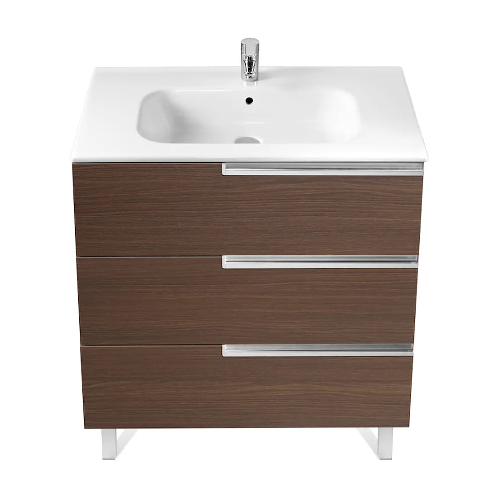Mueble de baño con lavabo y 3 cajones de 100 cm de ancho color wengué Unik Family Victoria-N Roca - Vista 4