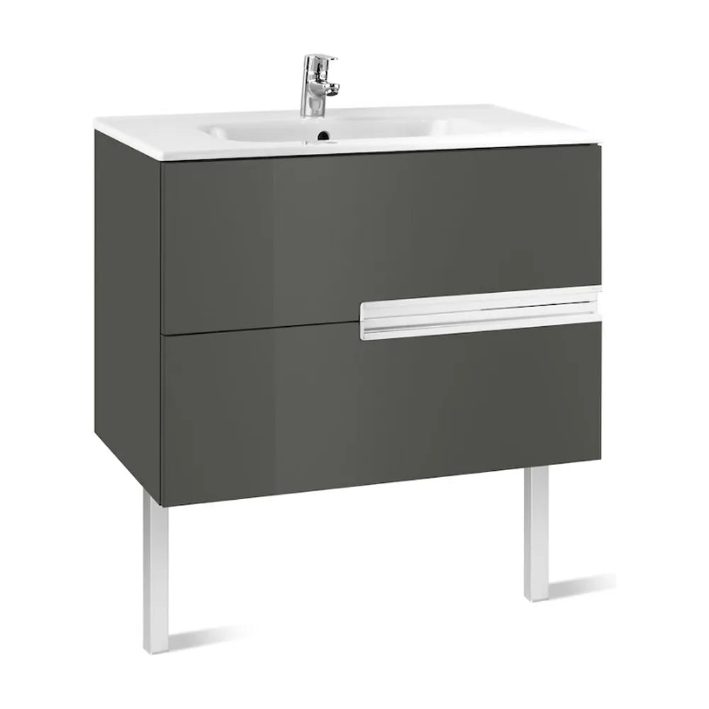 Mueble de Baño con Lavabo y 2 Cajones Color Gris Victoria-n de 90 cm Colección Unik Roca - Vista 1