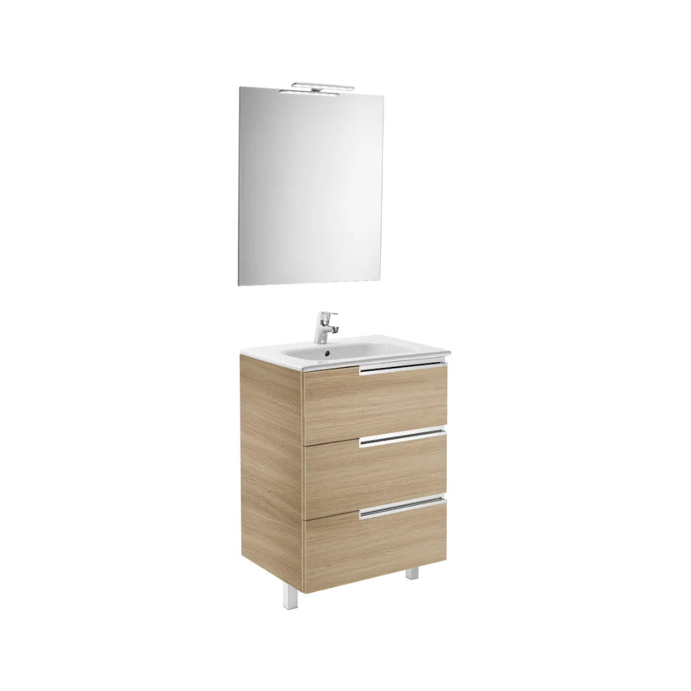Conjunto de baño de 70 cm fabricado en melamina y porcelana de color roble Family Victoria-N Roca - Vista 1