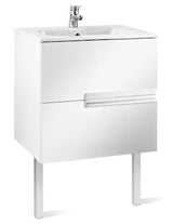 Móvel de casa de banho com lavatório e 2 gavetas de 60 cm de largura de cor branco brilhante Unik Victoria-N Roca