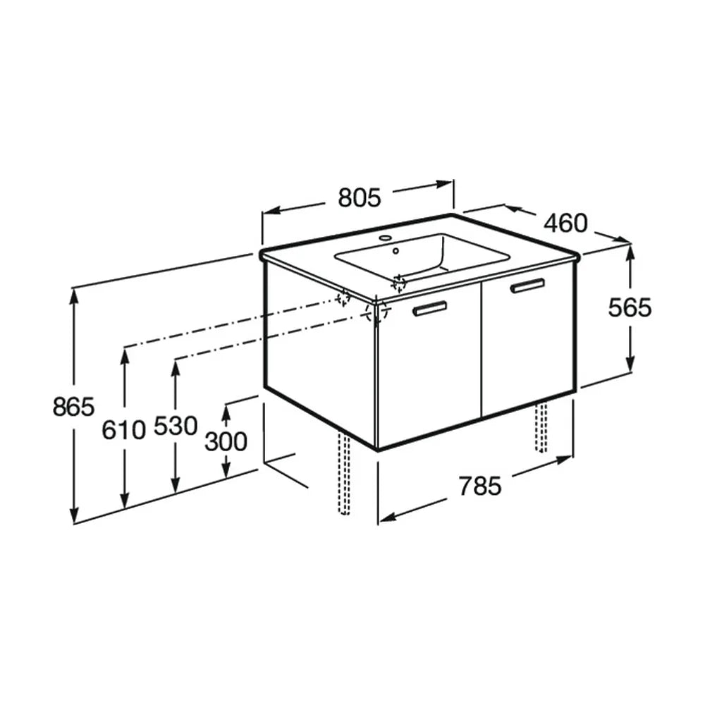 Mueble de Baño con Lavabo y 2 Puertas Basic de 80 cm Colección Victoria Blanco Roca - Vista 10