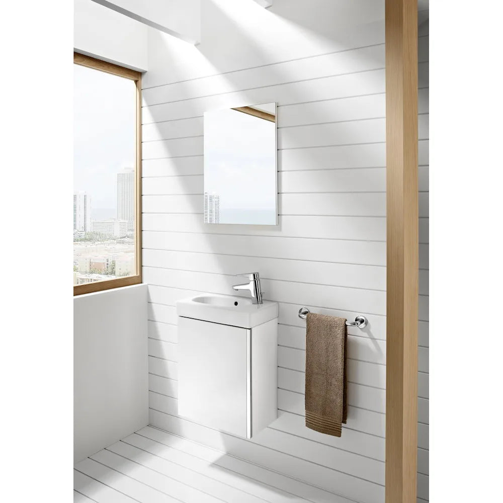 Conjunto de baño con un agujero para grifería de 45 cm de color blanco Mini Roca - Vista 2