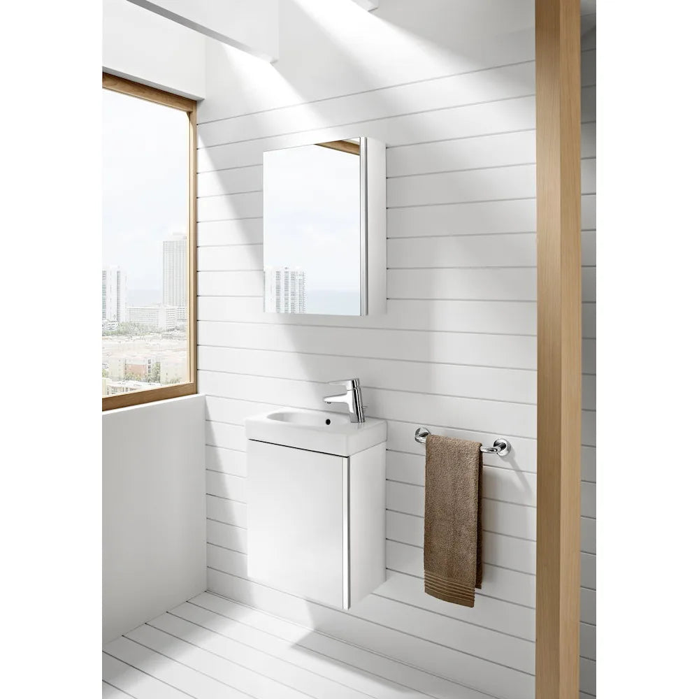 Conjunto de baño de 45 cm con armario de dos estantes de color blanco Mini Roca - Vista 3