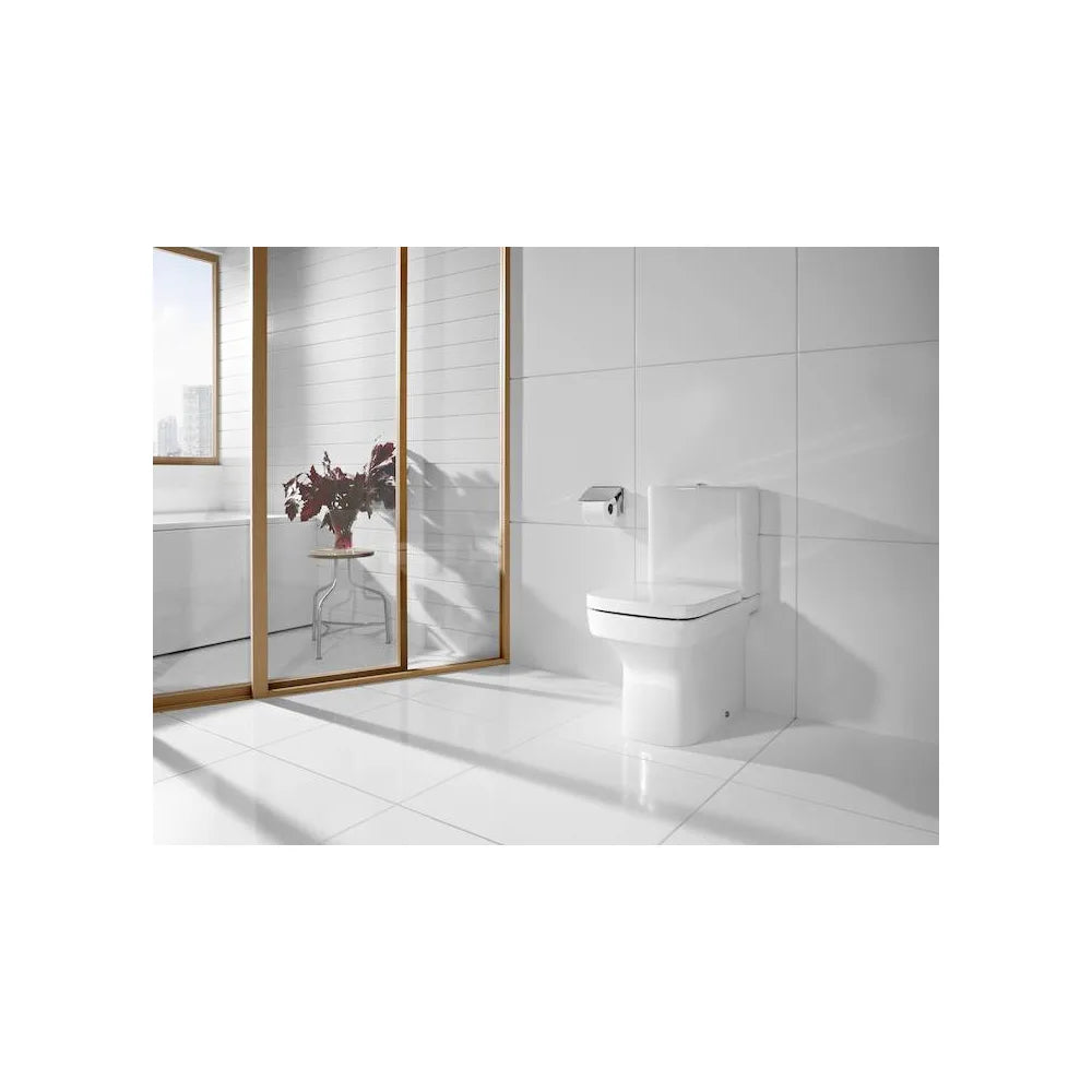 Taza de tanque bajo compacto fabricada en porcelana de color blanco Rimless Dama Roca - Vista 2
