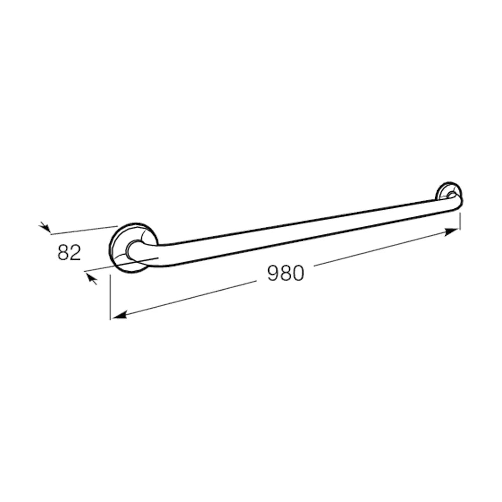 Asa recta de baño de 98 cm fabricada en acero inoxidable con acabado blanco Pro Access Roca - Vista 3