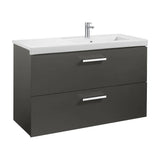 Mueble de baño con lavabo derecho y 2 cajones de 110 cm de ancho color gris antracita Prisma Roca