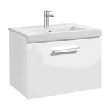 Mueble de baño con lavabo y un cajón de 60 cm de ancho color blanco brillo Unik Prisma Roca