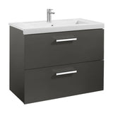Mueble de baño con lavabo y 2 cajones de 80 cm de ancho color gris antracita Unik Prisma Roca