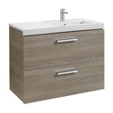 Mueble de baño con lavabo derecho y 2 cajones de 90 cm de ancho color fresno Unik Prisma Roca