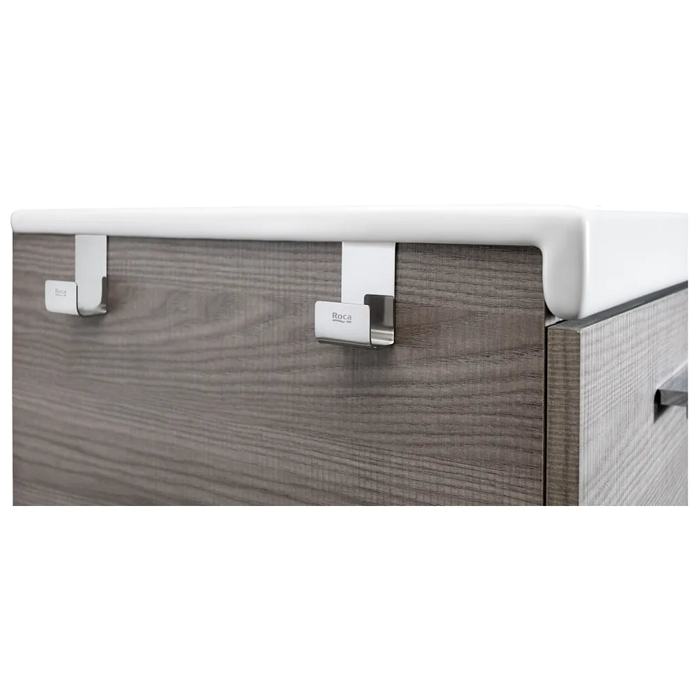Mueble de baño con lavabo derecho y 2 cajones de 90 cm de ancho color gris antracita Unik Prisma Roca - Vista 3