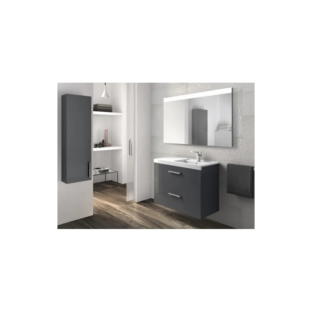 Mueble de baño con lavabo derecho y 2 cajones de 90 cm de ancho color gris antracita Unik Prisma Roca - Vista 2