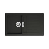 Fregadero de una cubeta con escurridor fabricado en quarzex de color negro Oslo Roca