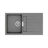 Fregadero de una cubeta con escurridor fabricado en quarzex de color gris Oslo Roca
