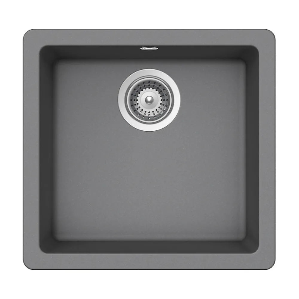 Fregadero con una cubeta de 45 cm fabricado en quarzex de color gris Riga Roca - Vista 1