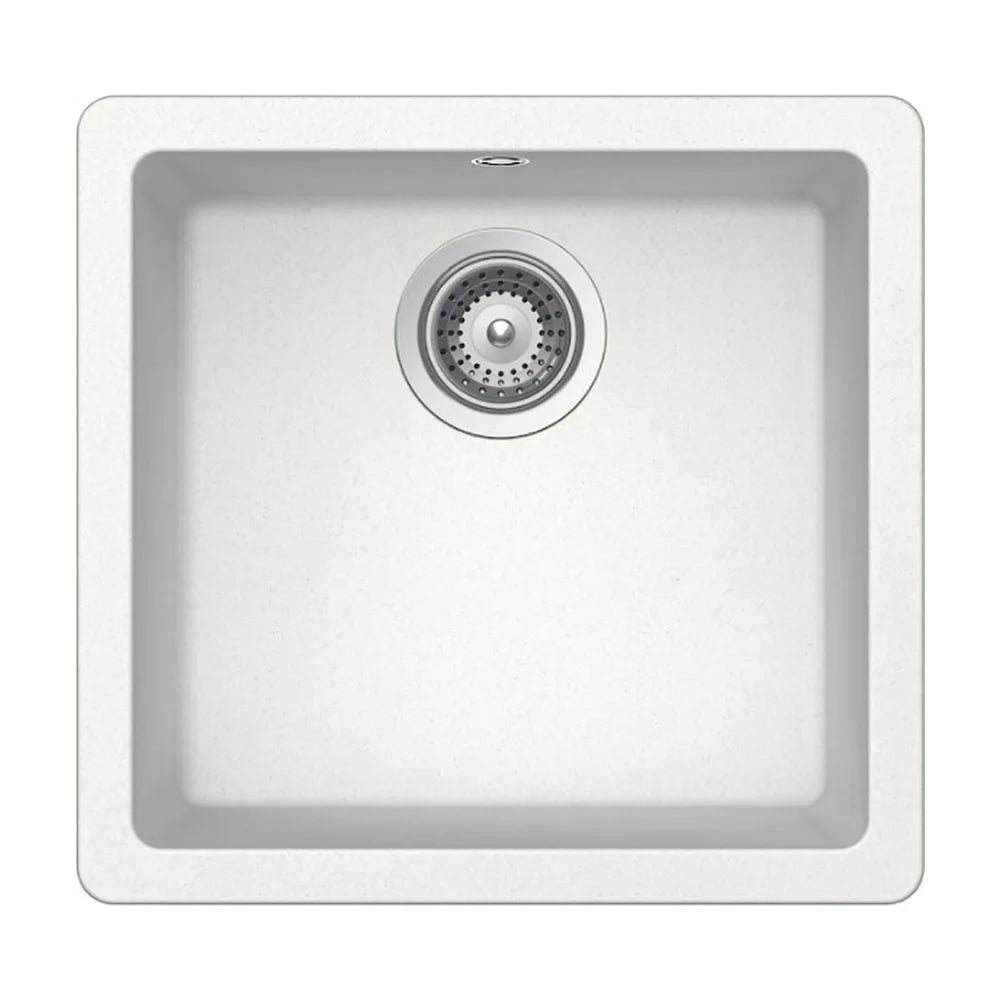 Fregadero con una cubeta de 45 cm fabricado en quarzex de color blanco Riga Roca - Vista 1
