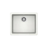 Fregadero con una cubeta de 55 cm fabricado en quarzex de color blanco Riga Roca