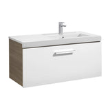 Móvel para Casa de Banho Com Lavatório E Uma Gaveta de Largura Branco- Unik Prisma 90 cm Fresno Roca