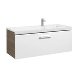 Wall-Hung Bathroom Vanity Unit 110 cm with Basin and 2 Drawers Gloss White and Ash Unik Prisma Roca