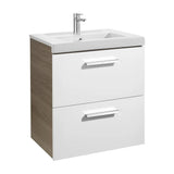 Bathroom Vanity Unit with Basin and 2 Drawers -fresno Unik de 60 cm Colección Prisma White Roca
