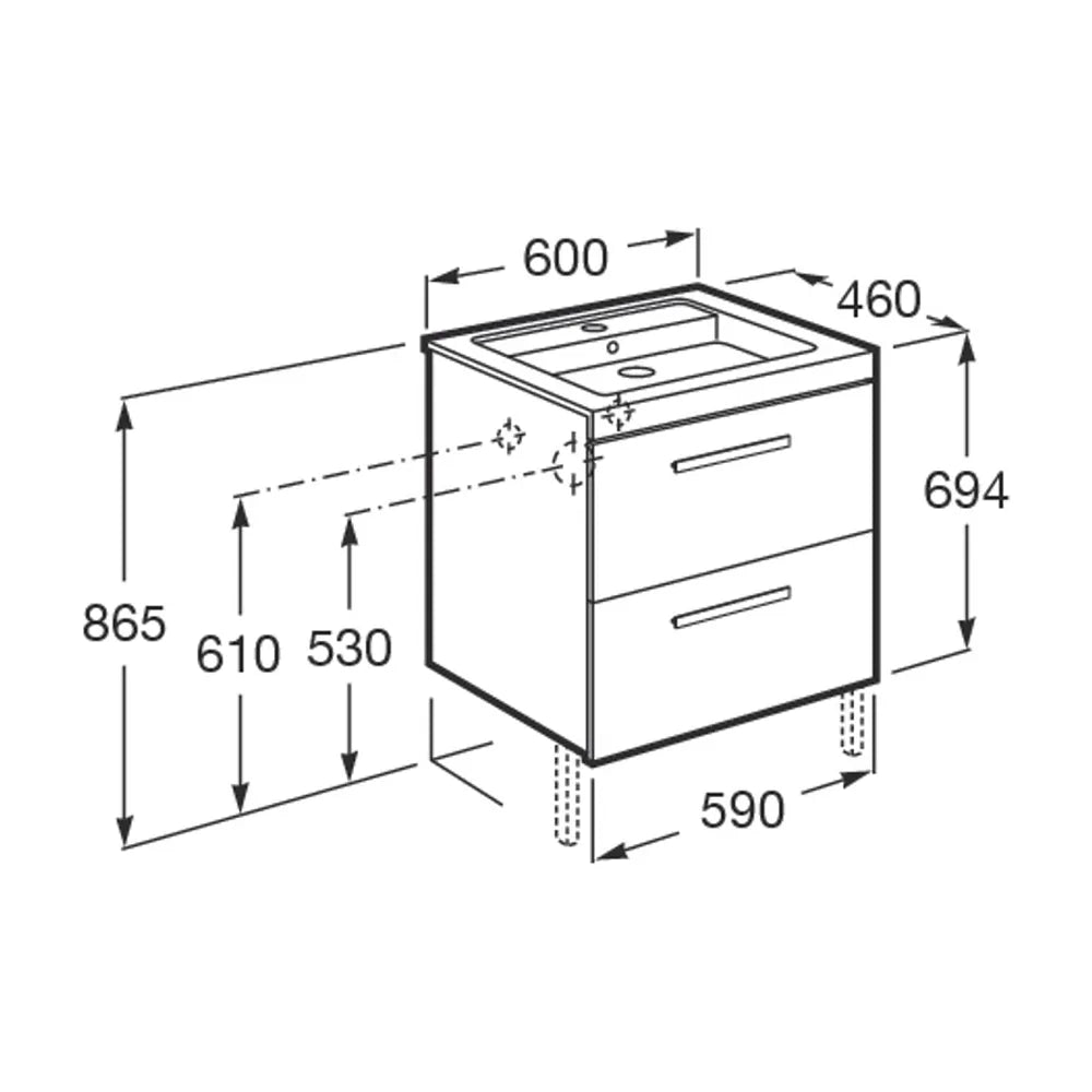 Mueble de Baño con Lavabo y 2 Cajones -fresno Unik de 60 cm Colección Prisma Blanco Roca - Vista 10