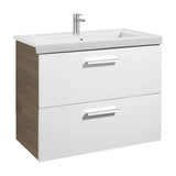 Bathroom Cabinet with Washbasin and 2 Drawers Ash Unik 80 cm Prisma Collection White Roca