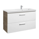Mueble de baño con lavabo y 2 cajones de 110 cm de ancho color blanco y fresno Unik Prisma Roca
