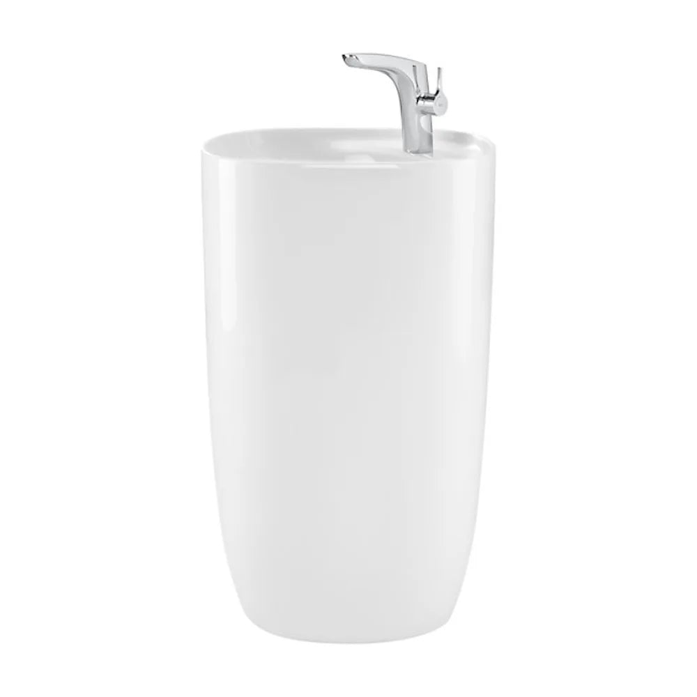 Lavabo con Pedestal y Sifón Cerámica Beyond 50 cm Blanco Roca - Vista 2