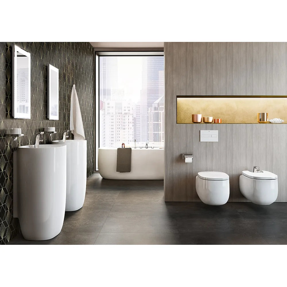 Bidet de tipo suspendido de 58,5 cm fabricado en porcelana de color blanco Beyond Roca - Vista 3