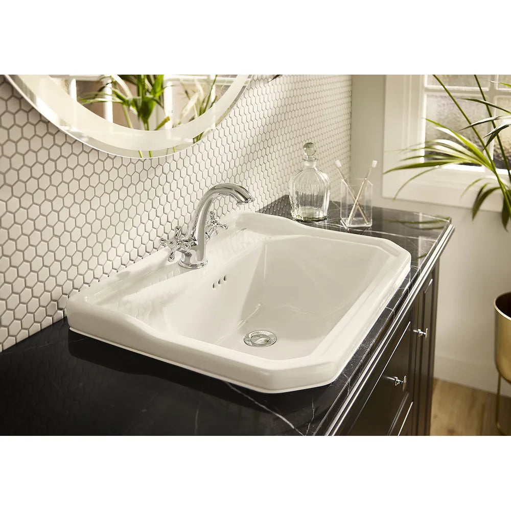 Lavabo de 60 cm para encastre sobre encimera fabricado en porcelana de color blanco Carmen Roca - Vista 2