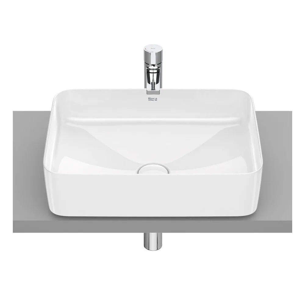 Lavabo sobre encimera de 50 cm fabricado en fineceramic de color blanco Inspira Square Roca - Vista 1
