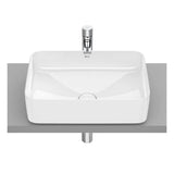 Lavabo sobre encimera de 50 cm fabricado en fineceramic de color blanco Inspira Square Roca