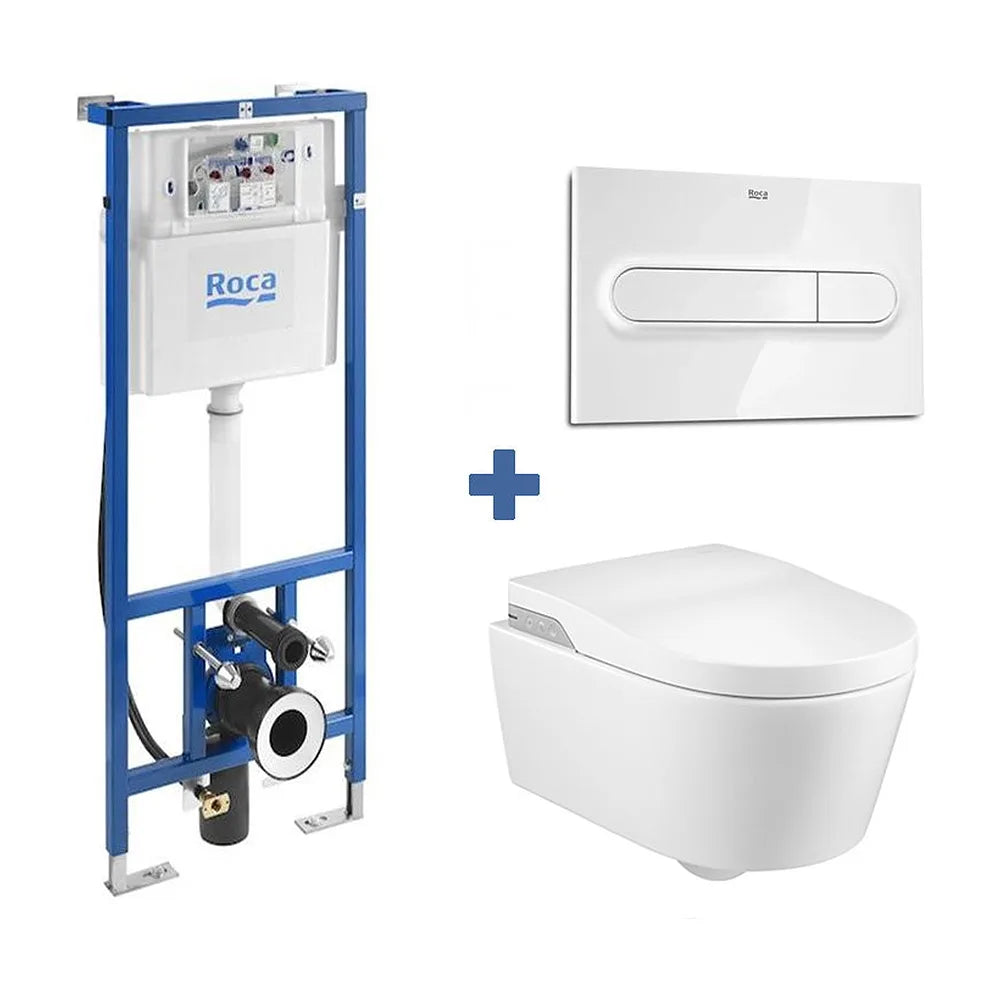 Pack In Wash inodoro suspendido con cisterna empotrada bastidor y placa pulsadora smart One toilet Inspira ROCA - Vista 1