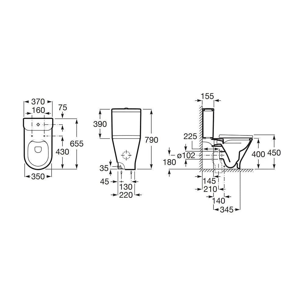 Inodoro Completo Tecnología Rimless Salida Dual The Gap Round Roca - Vista 2