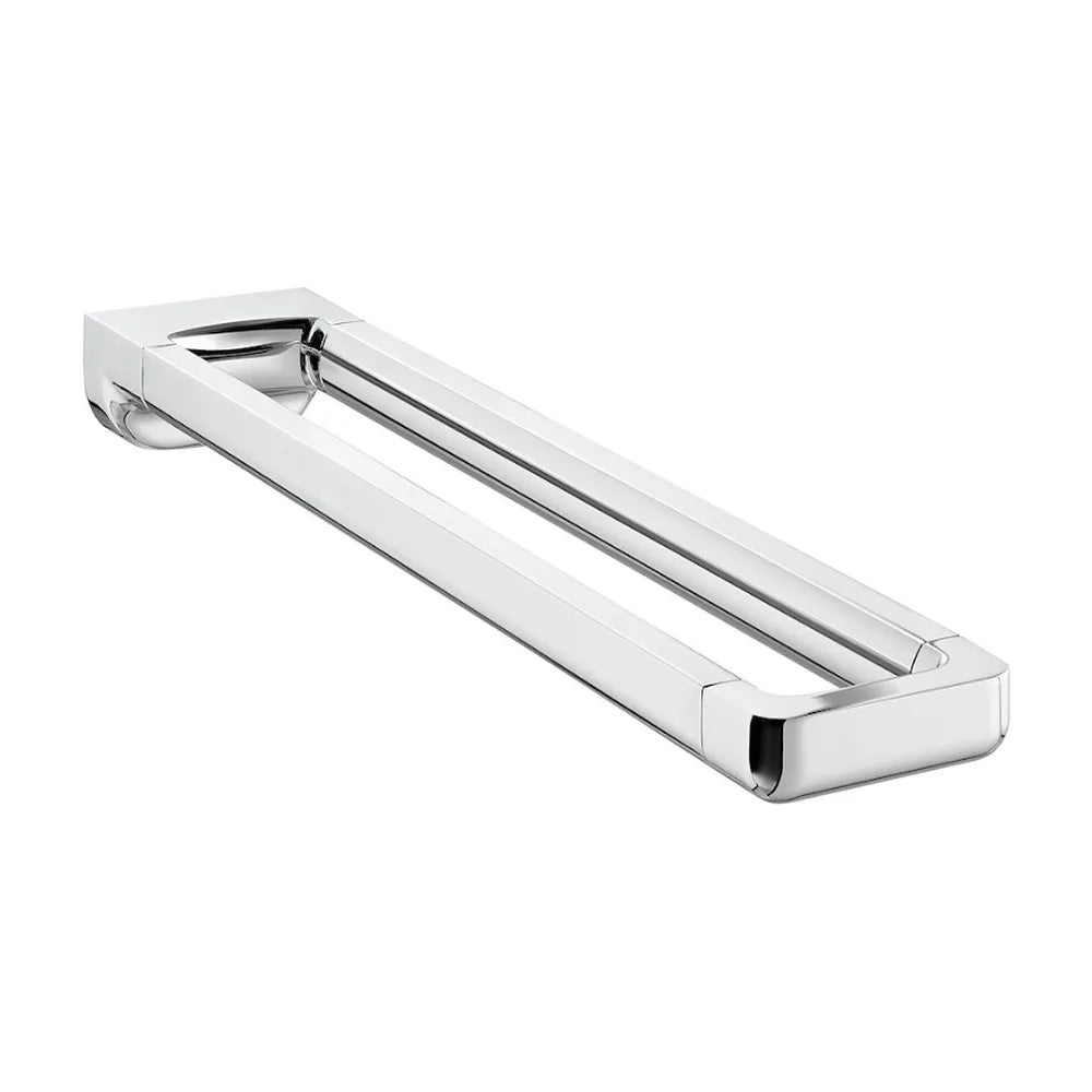 Toallero doble con kit de montaje para instalación fija de 42 cm fabricado en metal Tempo Roca - Vista 1