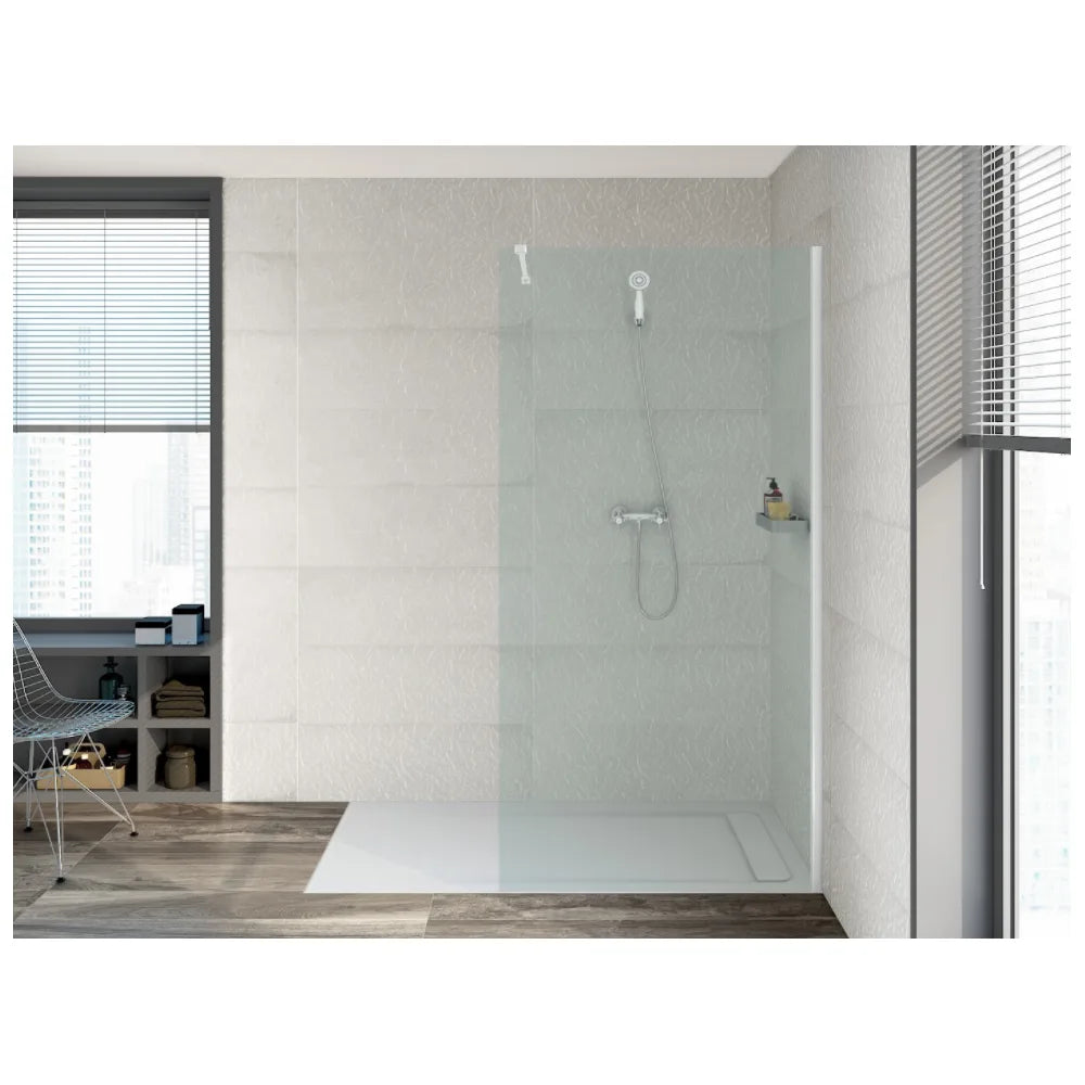 Plato de ducha de stonex con diseño rectangular extraplano en acabado perla Aquos Roca - Vista 2