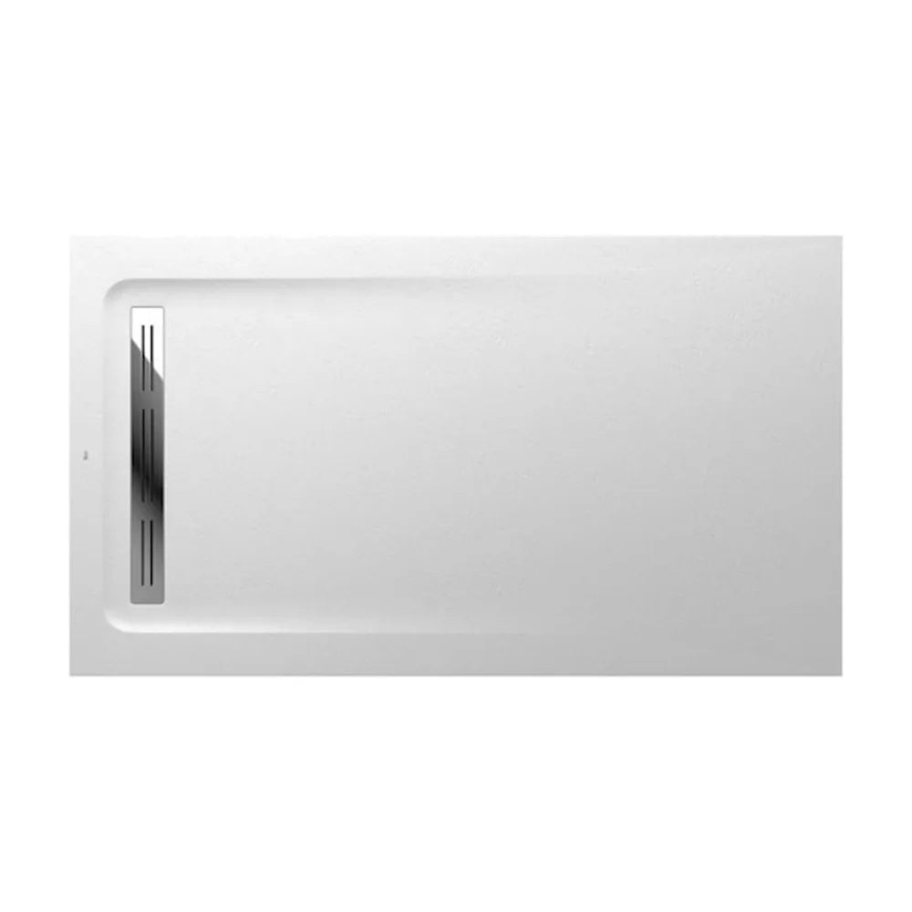 Plato de ducha rectangular extraplano texturizado con un acabado en color blanco Aquos Roca - Vista 3
