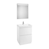 Conjunto de baño de 60 cm con espejo LED en acabado color blanco brillo Lander Roca