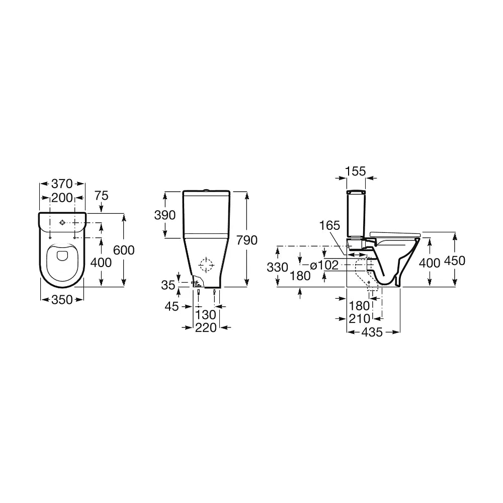 Inodoro Completo Compacto Rimless The Gap Round con Cisterna y Asiento Roca - Vista 2