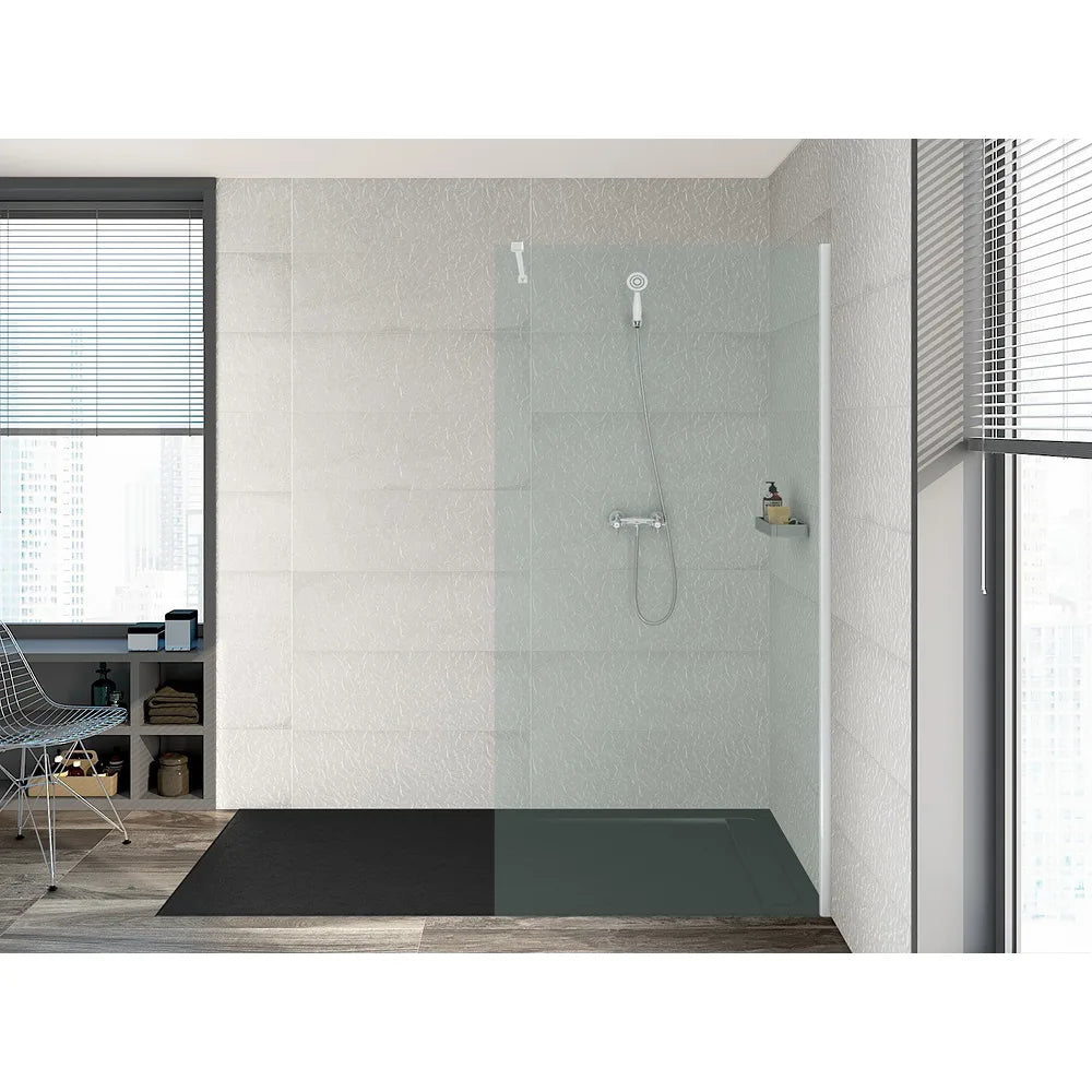 Plato de ducha de stonex con diseño rectangular extraplano en acabado color negro Aquos Roca - Vista 2