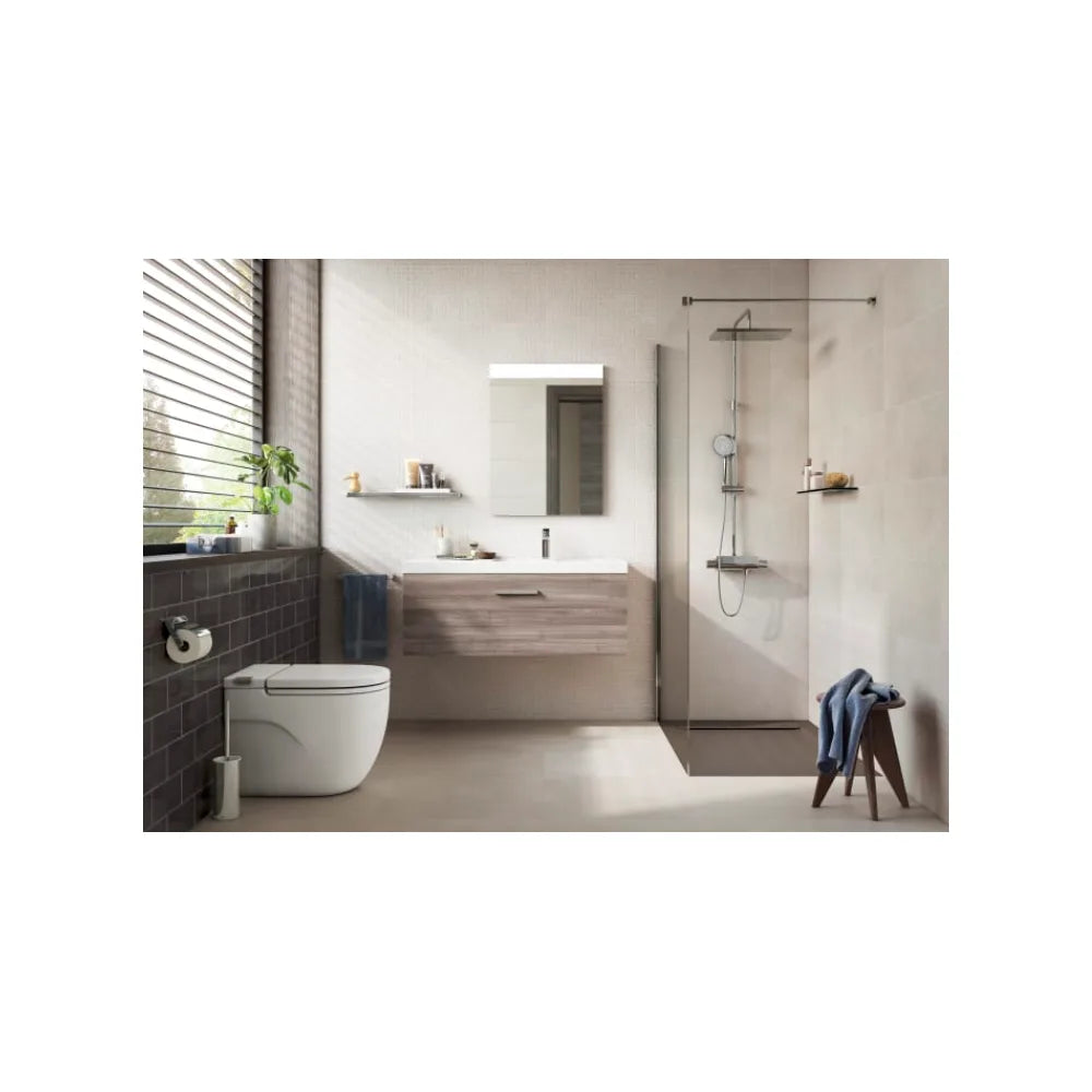 Plato de ducha de stonex con un diseño rectangular extraplano en acabado color pizarra Aquos Roca - Vista 4