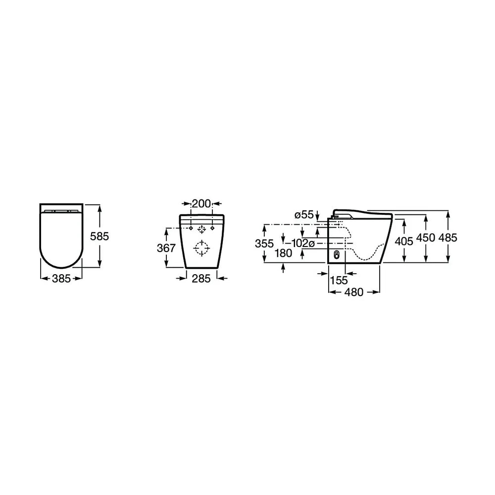 In Wash Inodoro a Suelo Rimless con Cisterna Empotrada y Placa Pulsadora Colección Inspira Roca - Vista 7