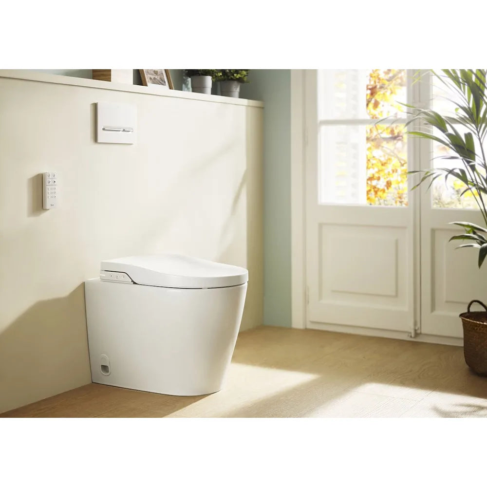 In Wash Inodoro a Suelo Rimless con Cisterna Empotrada y Placa Pulsadora Colección Inspira Roca - Vista 3