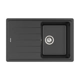 Fregadero de carga mineral con escurridor en acabado color negro QUARZEX® Bergen Roca