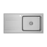 Fregadero de acero inoxidable con escurridor a la izquierda en acabado cromo Budapest Roca
