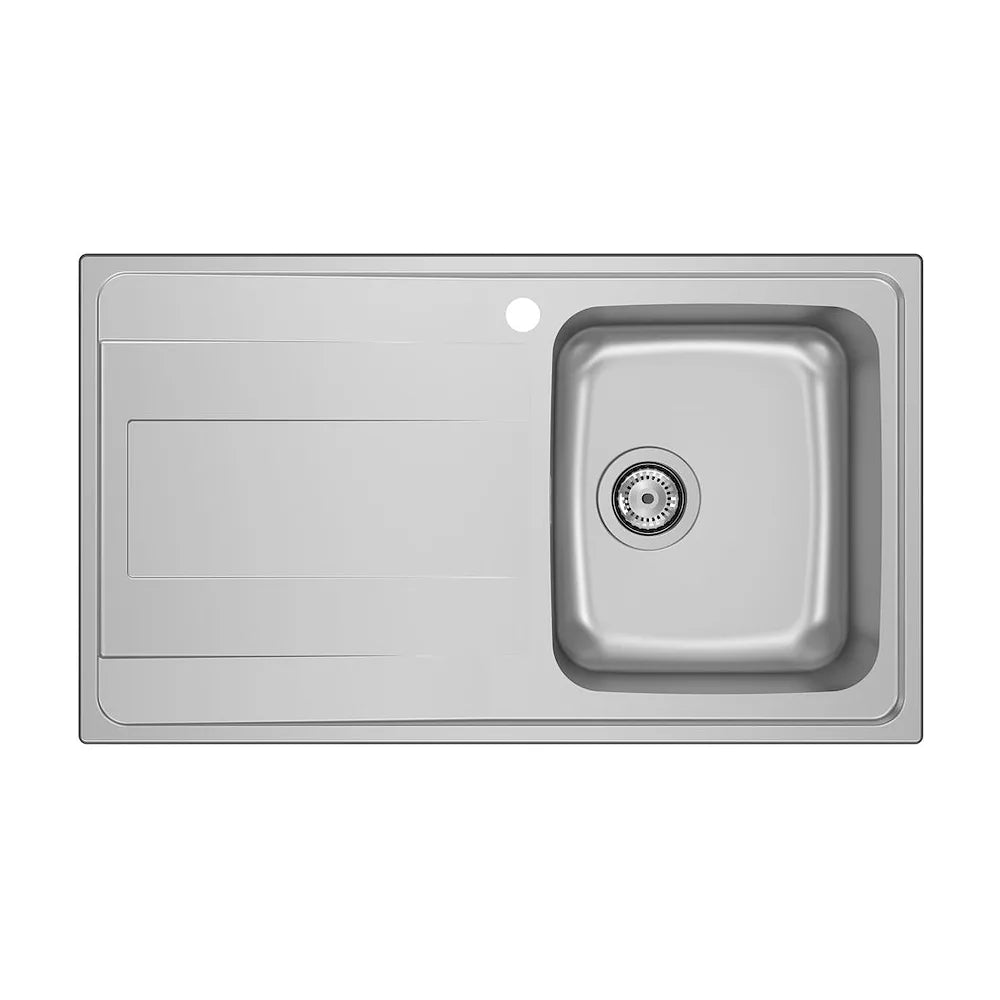 Fregadero de Acero Inoxidable con Escurridor a la Izquierda en Budapest Cromo Roca - Vista 1
