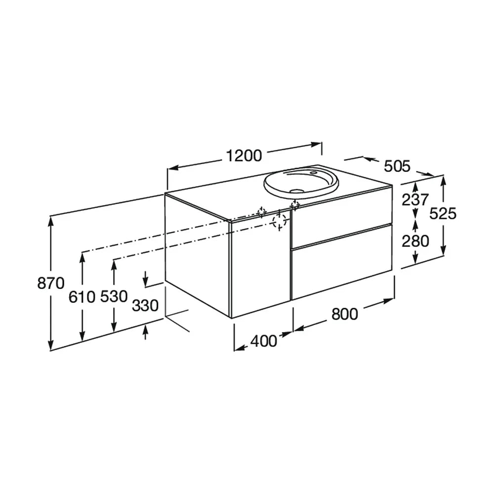 Mueble de Baño con Lavabo Derecho Beyond de 120 cm Colección Unik Roble Roca - Vista 3