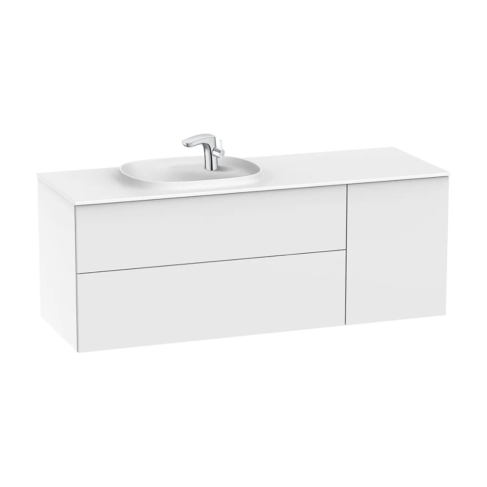 Mueble de Baño con Lavabo Izquierdo Ancho con 2 Cajones y 1 Puerta Beyond de 140 cm Colección Unik Blanco Brillo Roca - Vista 1