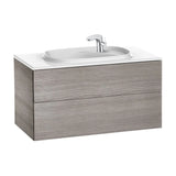 Bathroom Vanity Unit with Basin Cerámico y 2 Cajones Beyond de 100 cm Colección Unik Roble Roca