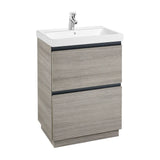 Bathroom Cabinet with Washbasin and 2 Drawers Lander 60 cm Unik Collection Oak Roca