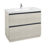 Mueble de Baño con Lavabo y 2 Cajones Nórdico Lander de 100 cm Colección Unik Fresno Roca